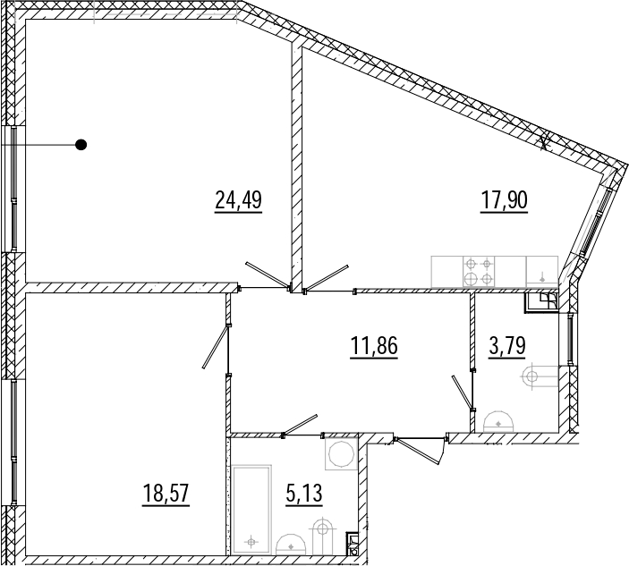 2-комнатная квартира 81.74 м², 3/6 эт., ЖК «Мануфактура James Beck»
